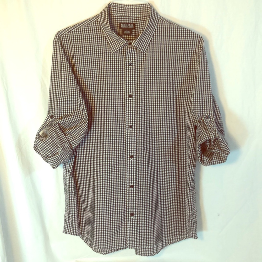 MICHAEL KORS Checkered Button Down Shirt size L